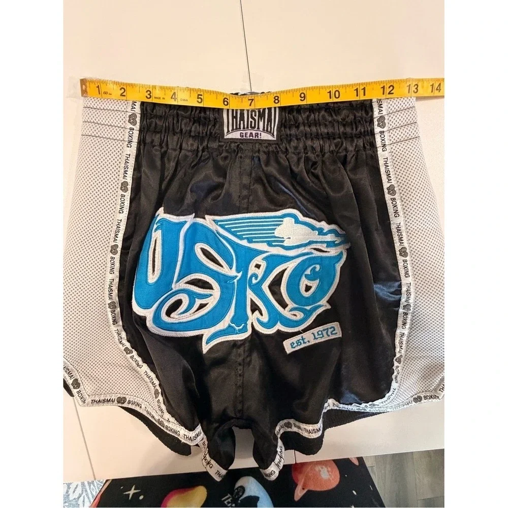 Thaismai USKO Muay Thai Boxing Shorts Black White Kids XXL Martial Arts Gear